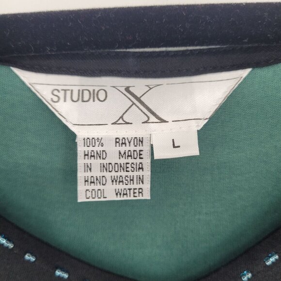 Studio X womens large hand made black embroidered sequin beaded boho dress - Picture 4 of 10